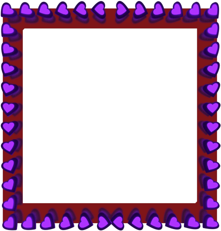Purple Love Hearts Reflection On Red Square Border - Clip Art (480x480), Png Download
