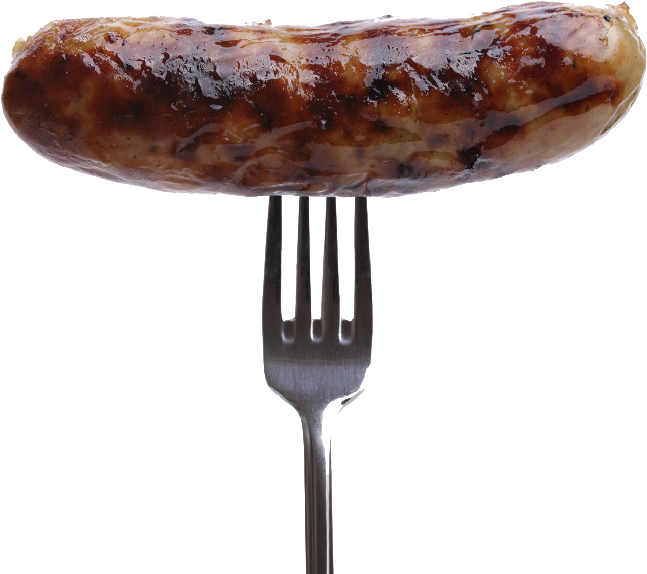Sausage Png Image - Sausage On A Fork (1457x1318), Png Download