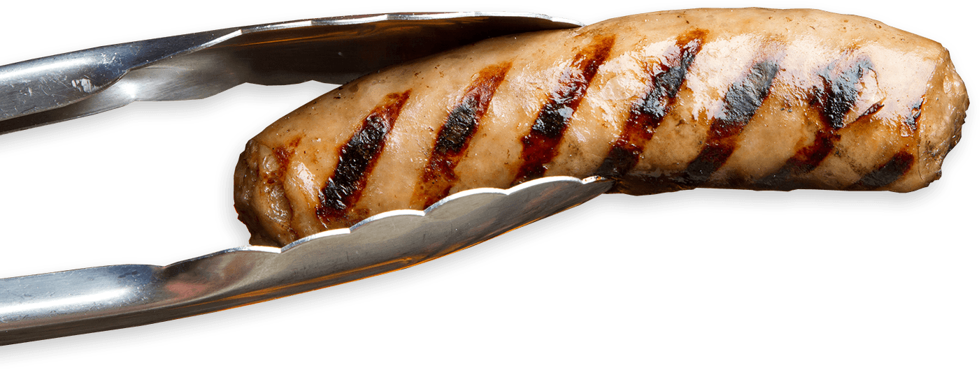 A Couple Enjoying Hamburgers Sausage - Roasted Sausage Png (1400x530), Png Download