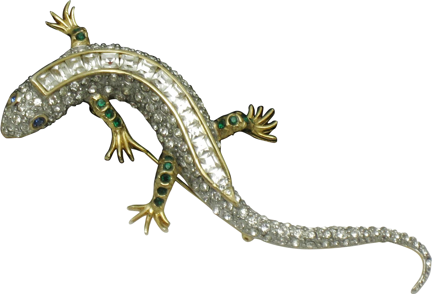 Huge 4 Inch Figural Lizard Salamander Rhinestone Brooch - Reptile (1489x1489), Png Download