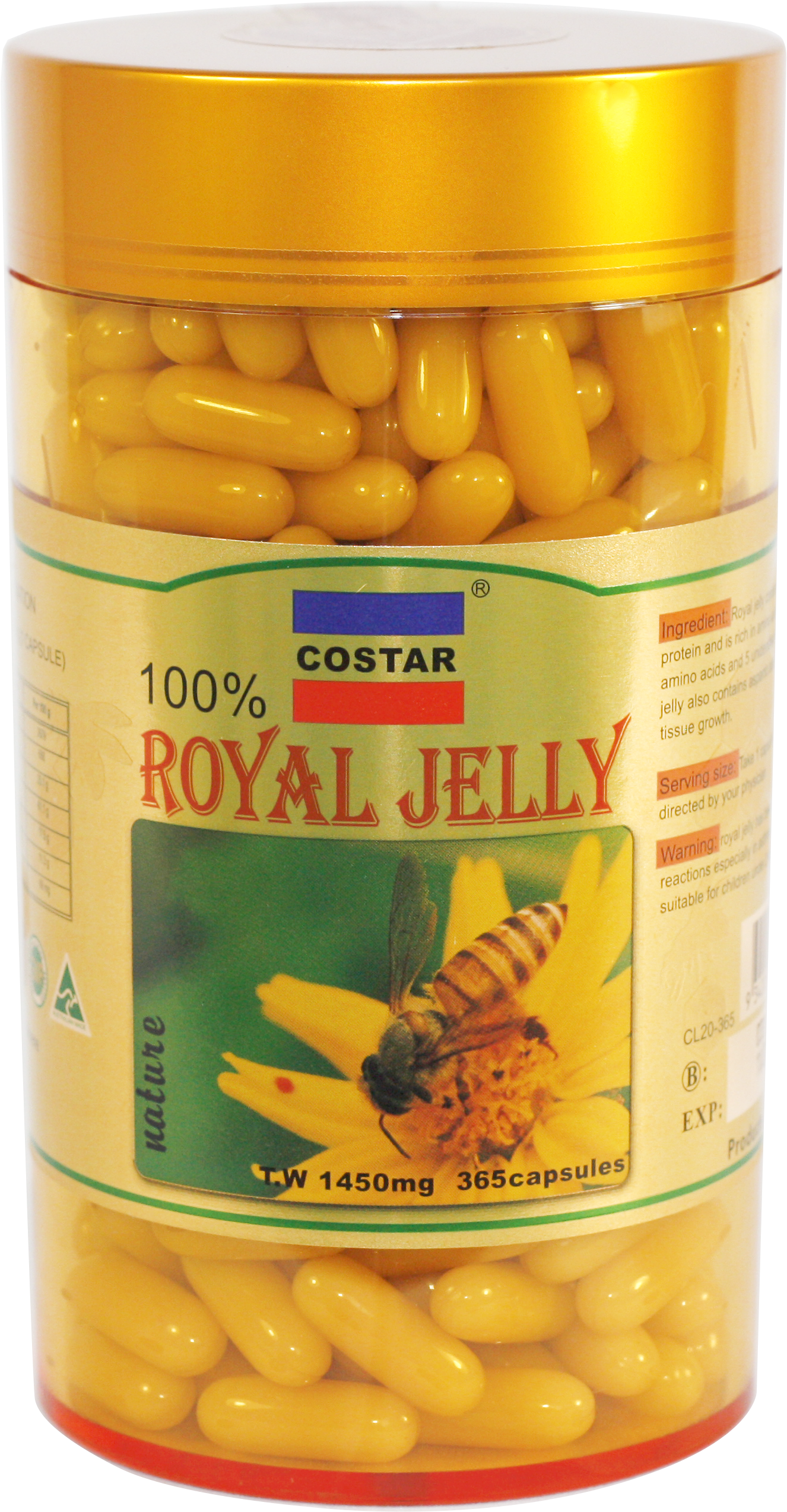 Costar Royal Jelly 1450mg 365 Capsules Australian Made (2696x2848), Png Download