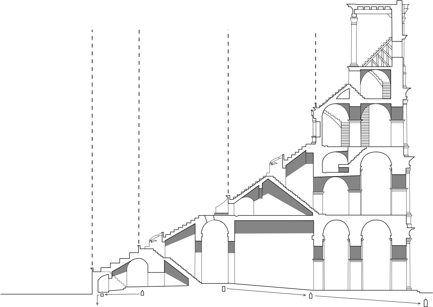 Colosseum Profile Plain - Cross Section Of The Colosseum (1500x1107), Png Download