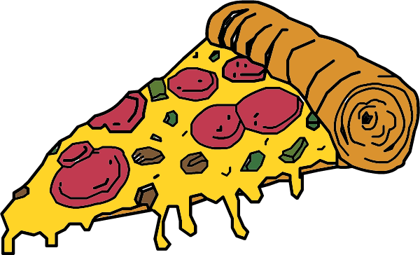 Cheese Pizza Slice Clip Art - Pizza Cartoon Png (600x364), Png Download
