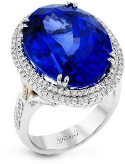 Remarkable Tanzanite Fashion Ring - Simon G. 18k White Gold Large Oval Tanzanite Diamond (400x400), Png Download