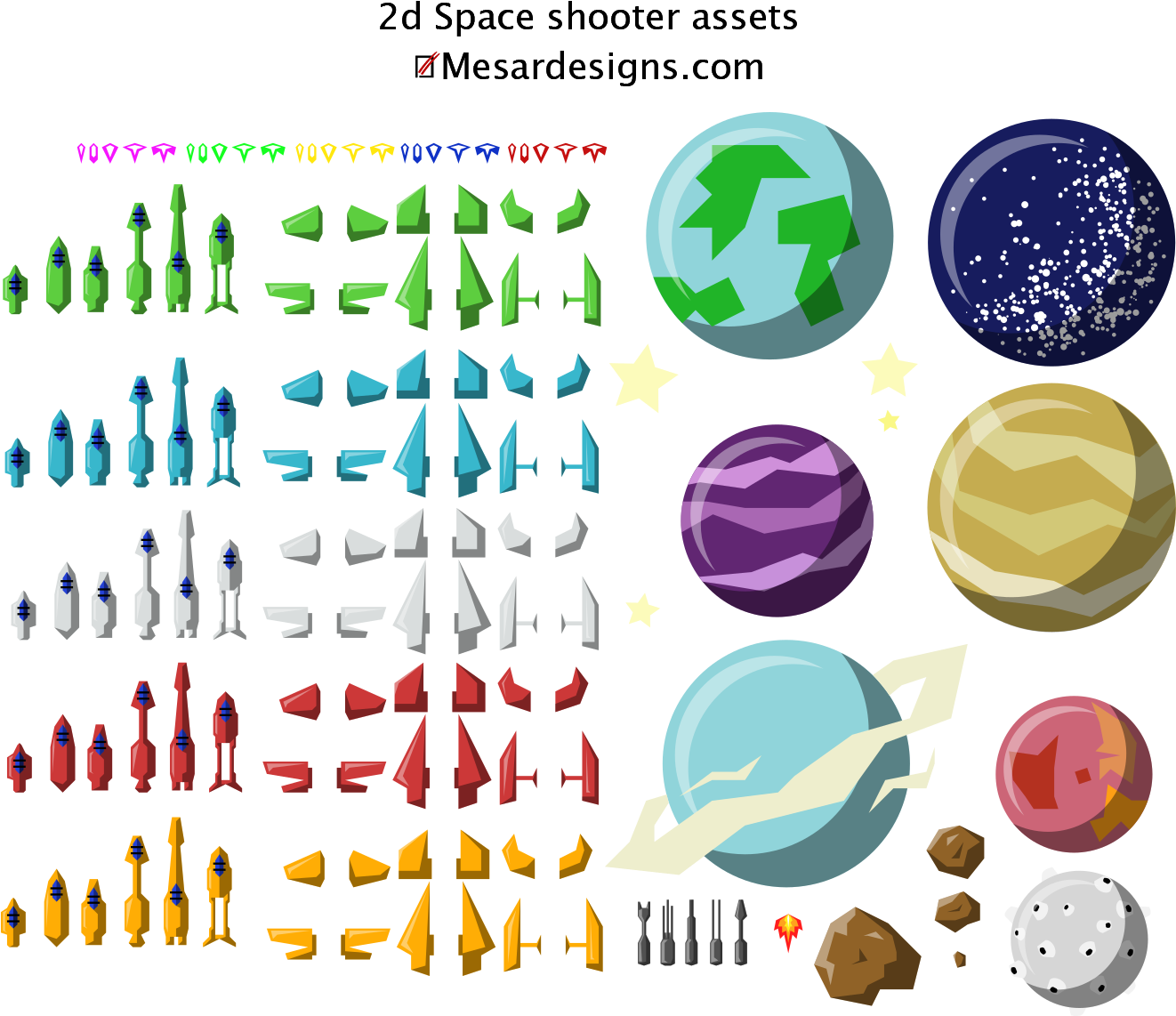 Vector Spaces Shooter - 2d Space Shooter Assets Free (1362x1192), Png Download