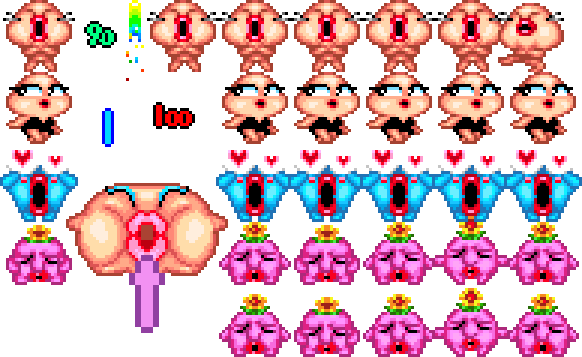The Blue Fellows Are Horrified, Yet In Love - Space Invaders 95 Sprites (582x357), Png Download