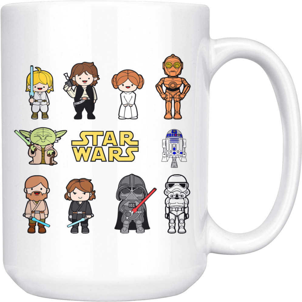 Star Wars Characters Darth Vader Bb8 Yoda Mug - Boy Star Wars Characters (1024x1024), Png Download