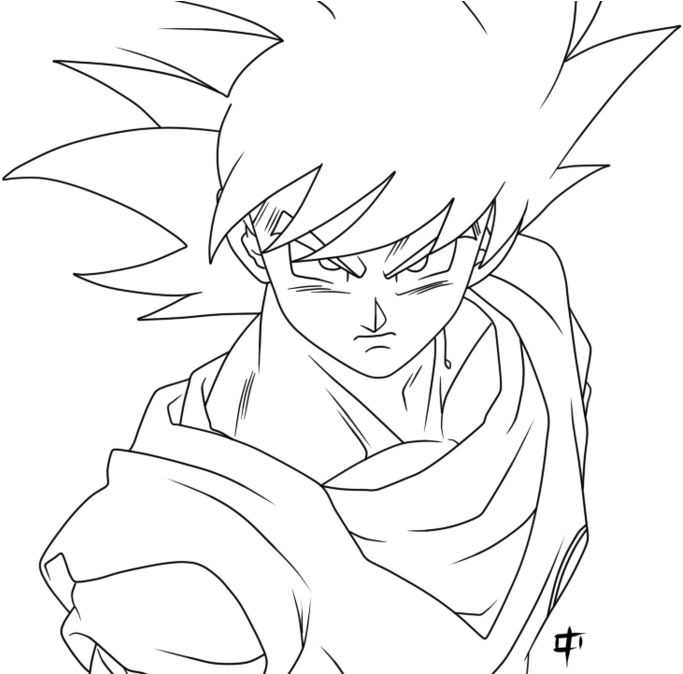 Son Goku At Getdrawings - Goku Lineart Png (900x673), Png Download