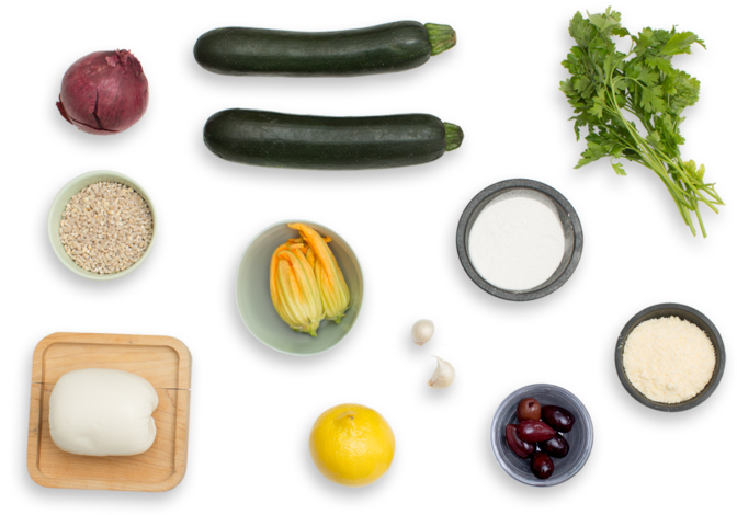 Mozzarella & Barley-stuffed Zucchini With Crispy Squash - Squash Blossom (700x477), Png Download