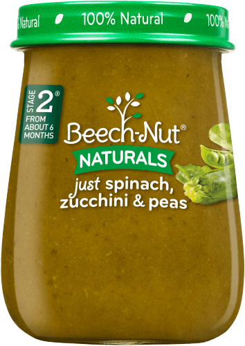Naturals Just Spinach, Zucchini & Peas Jar - Beech Nut Naturals Just Green Beans (354x500), Png Download