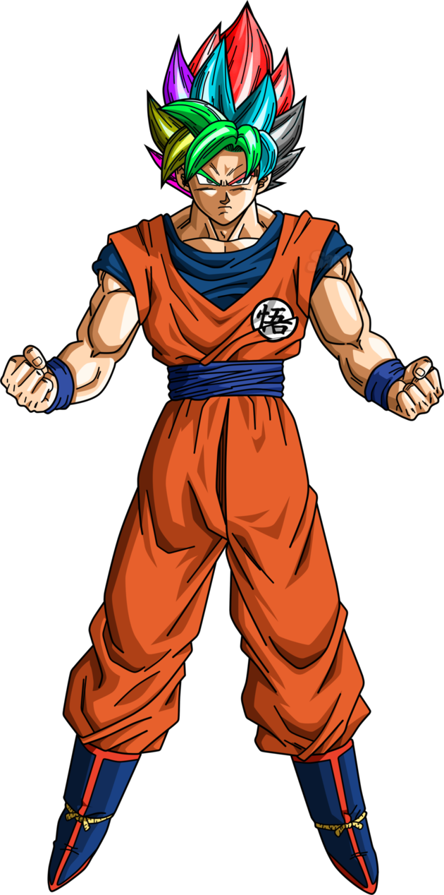 Goku Ssj Raimbow By Narutosonic666 - Dragon Ball Goku Ssj Blue (630x1268), Png Download