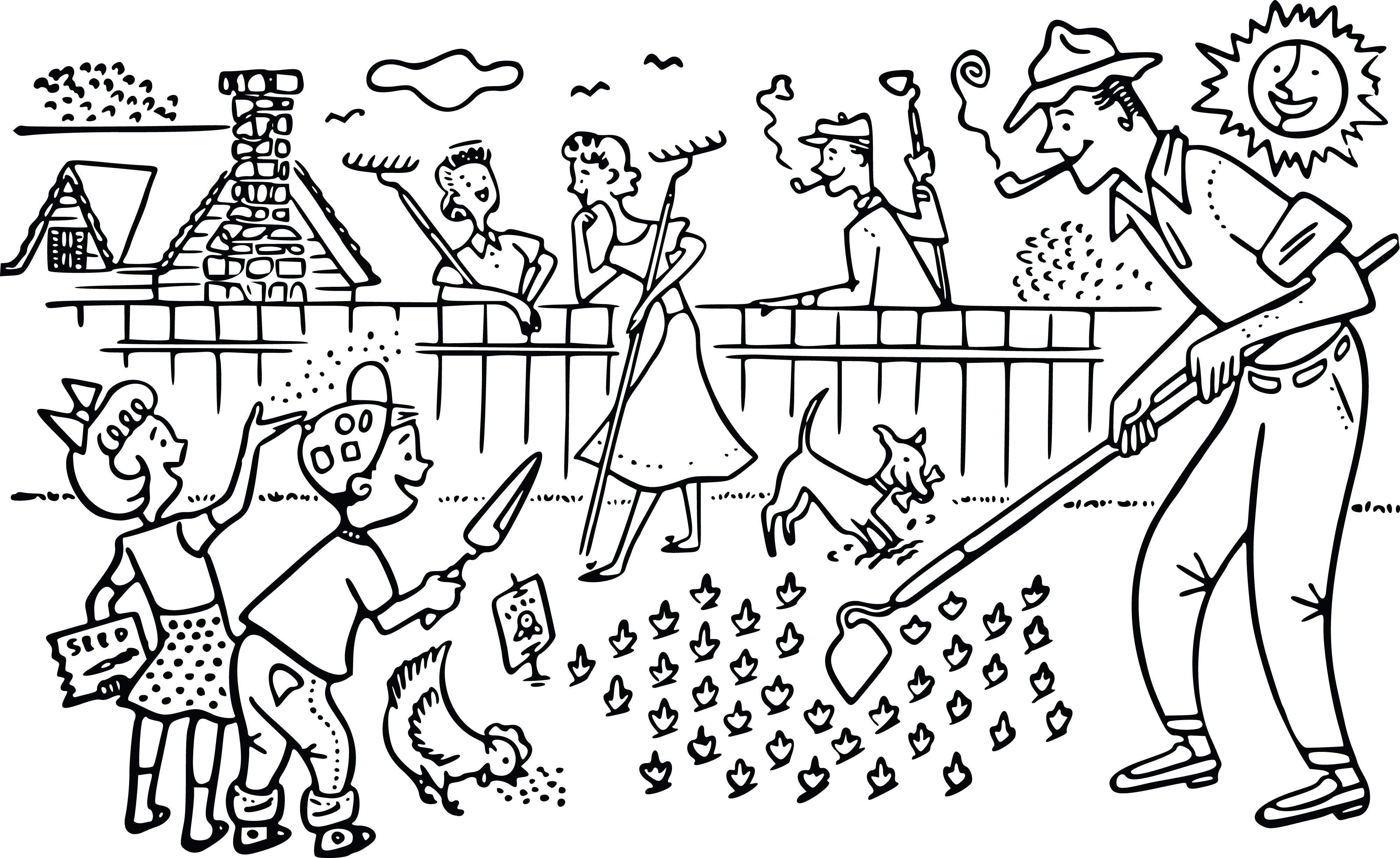 This Free Icons Png Design Of Gardening Scene (2400x1471), Png Download