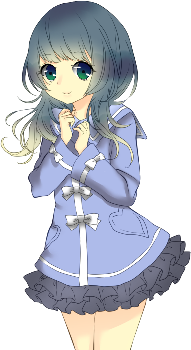 Cute Anime Girl Coloured By Lucky1443 On Deviantart - Cute Anime Girl Clothes (697x1146), Png Download