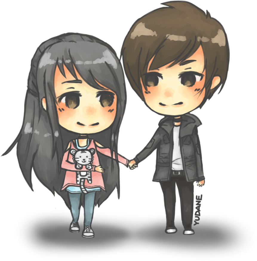 Anime Love Couple Png Image - Pareja Chibi Anime (882x907), Png Download