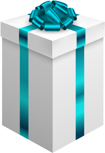 Gift Box With Blue Bow Png Clipart - Blue Transparent Gift Box (341x500), Png Download