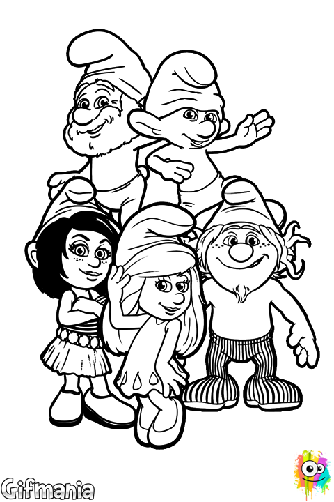 The Smurfs 2 Characters Coloring Page - Drawing (480x720), Png Download