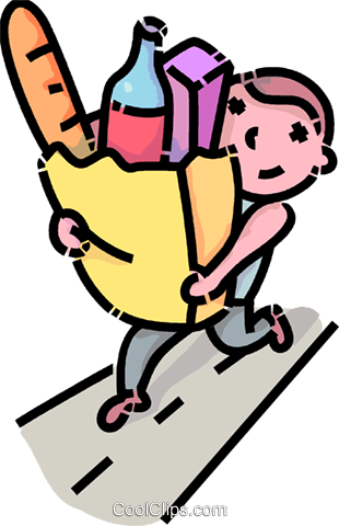 Boy Carrying A Bag Of Groceries - Carry The Shopping Bags (310x480), Png Download