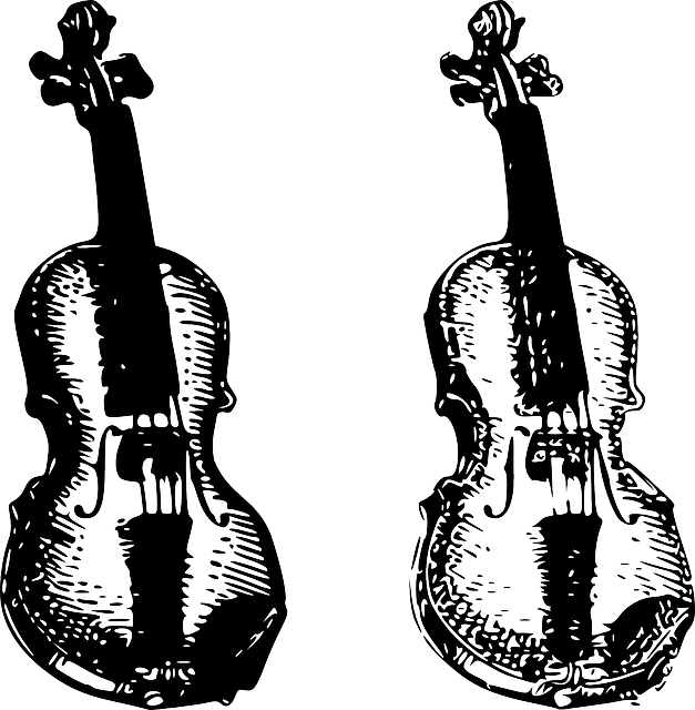 Music, Two, Cello, Violin, Instrument, Classical - Violin Clip Art (627x640), Png Download
