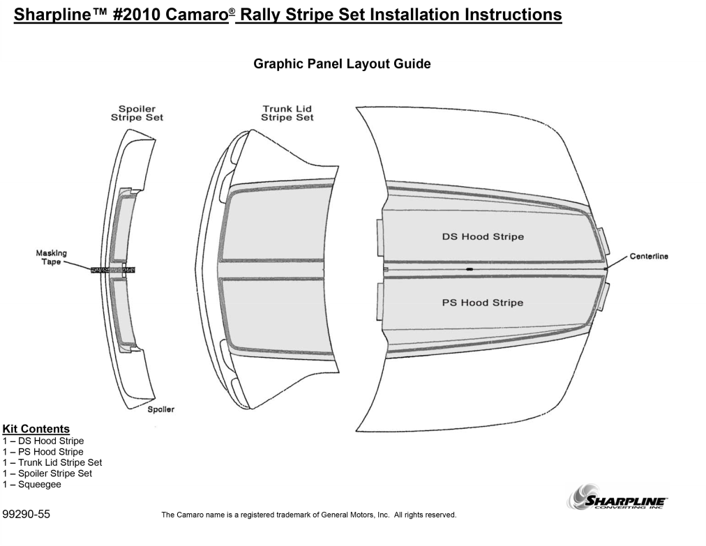 Camaro® Rally Stripe Kits - Diagram (1050x1050), Png Download