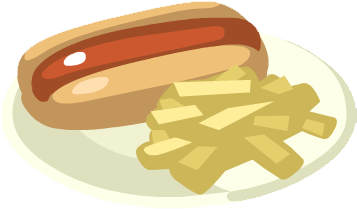Hotdog And Fries - Fast Food (356x356), Png Download