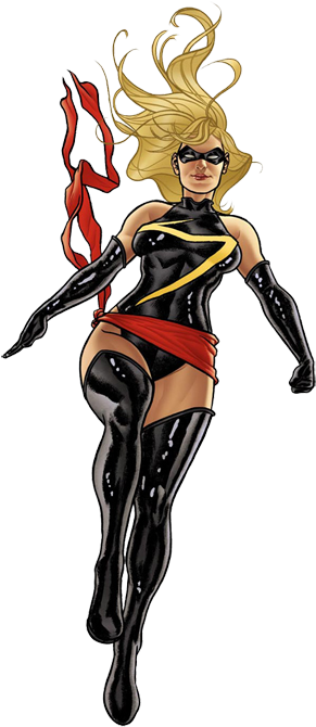 Captain Marvel Cliparts - Captain Marvel Black Costume (300x678), Png Download