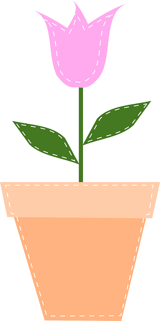 March, Flower, Pink, Spring, Gift, Pot, Easter, Tulip - Pink Flower Pot Clipart (320x640), Png Download