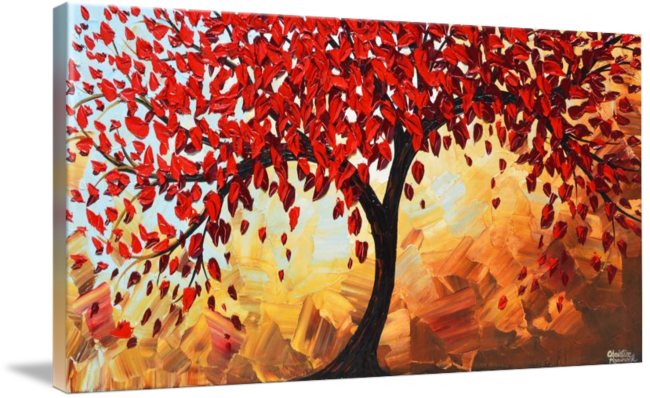 "red Twilight Red Abstract Tree" By Christine Krainock - Imagekind 'red Twilight' Framed Painting Print, Orange (650x398), Png Download