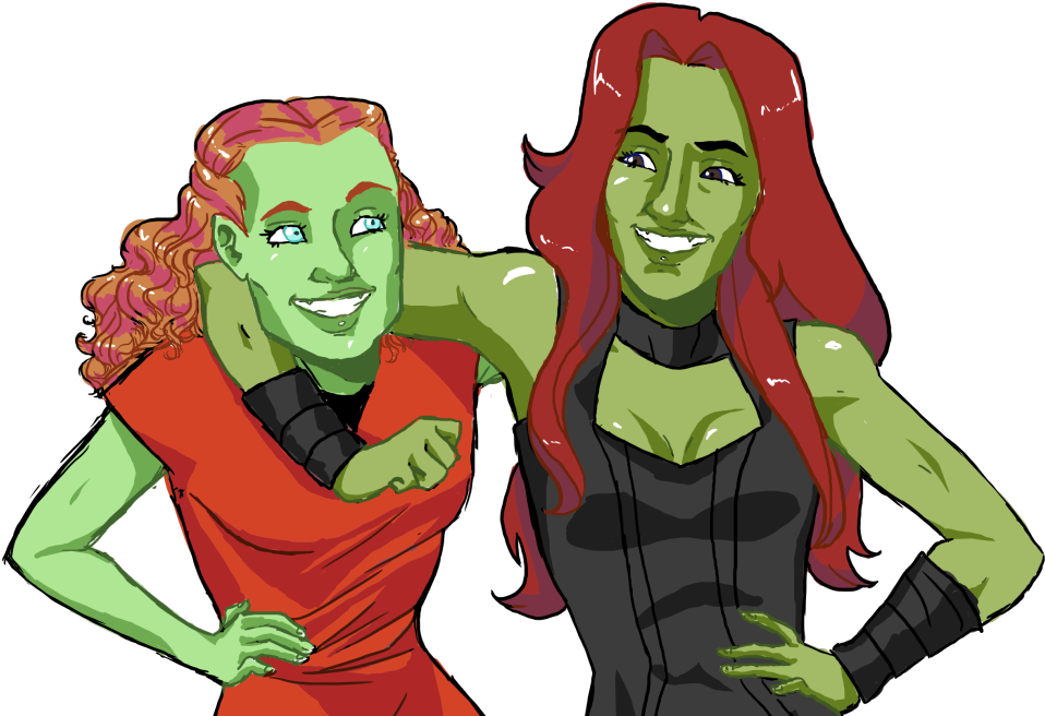 “ Well I Drew Gaila And Gamora Because They Are Both - Cartoon (1280x665), Png Download