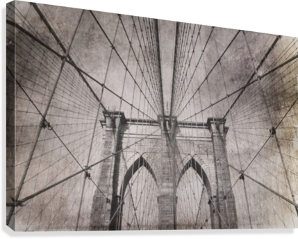 Vintage Brooklyn Bridge Canvas Print - Brooklyn Bridge (429x344), Png Download