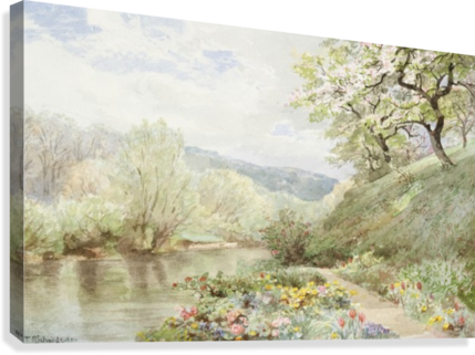 Fidelia Bridges Garden Canvas Print - William Trost Richards (429x321), Png Download