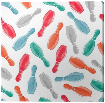 Seamless Pattern With Colorful Watercolor Bowling Pins - Watercolor Painting (400x400), Png Download