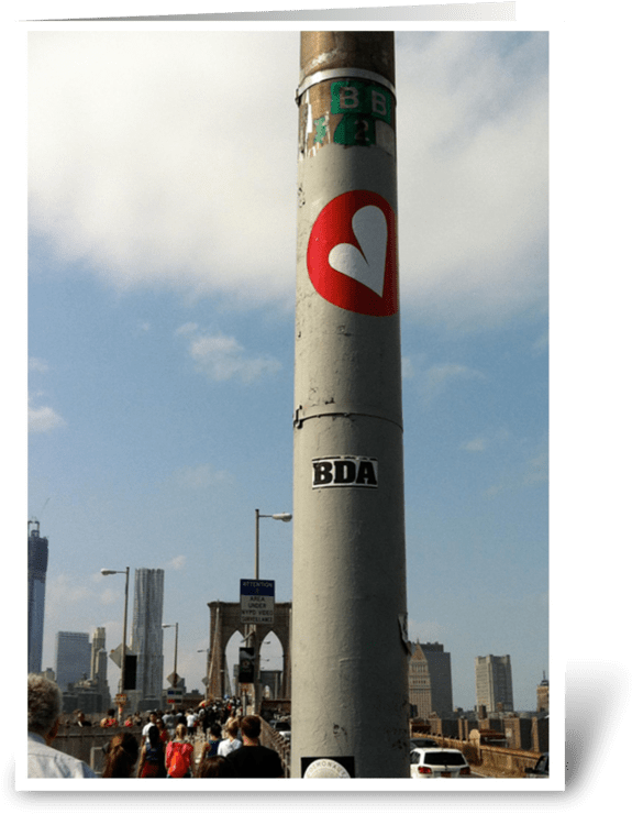 Heart On The Brooklyn Bridge Greeting Card - Control Tower (700x792), Png Download