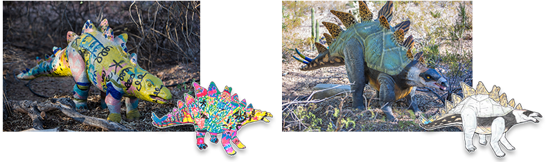 Each Stegosaurus In The Dinosaurs In The Desert Exhibit - Chameleon (800x250), Png Download