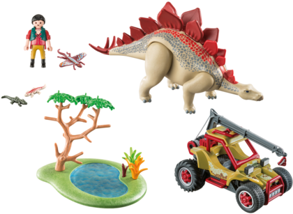 Explorer Vehicle With Stegosaurus - Playmobil The Explorers 2018 (480x336), Png Download