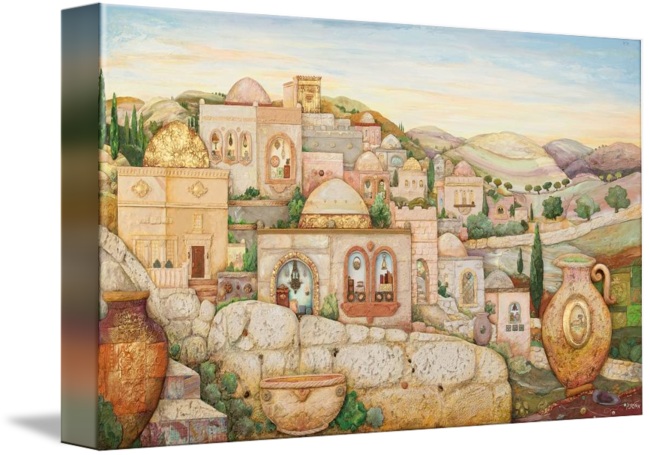Jerusalem Drawing Watercolor Picture Freeuse Download - Mosaic Jerusalem (650x455), Png Download