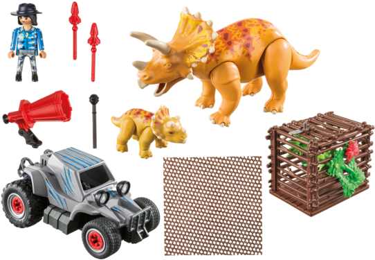 Enemy Quad With Triceratops / Playmobil / Dinosaur - Playmobil 9434 (600x420), Png Download