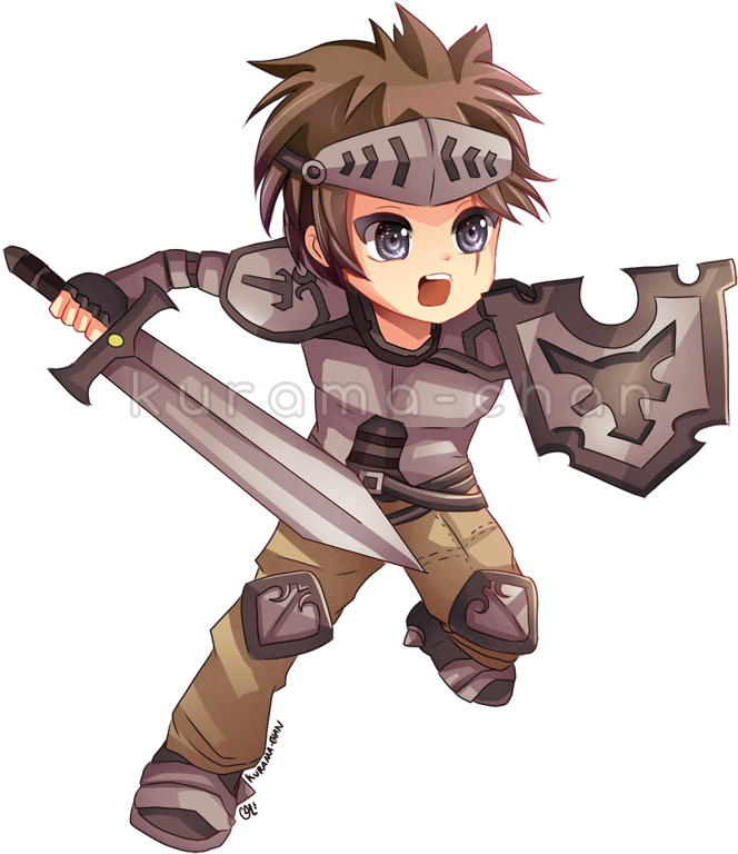 Chibi Warrior Commission For Guardianbr - Anime Boy Chibi Warrior (782x858), Png Download