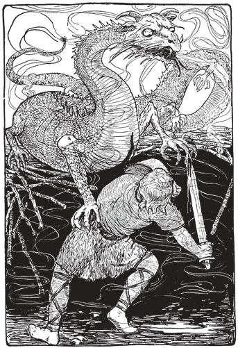Siegfried Slays The Dragon - Siegfried Dragon (400x500), Png Download