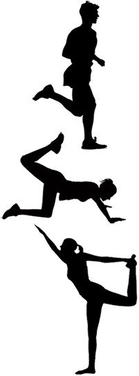 A Monochrome Graphic Representation Of Three Athletes - Balance Exercise Png (405x550), Png Download