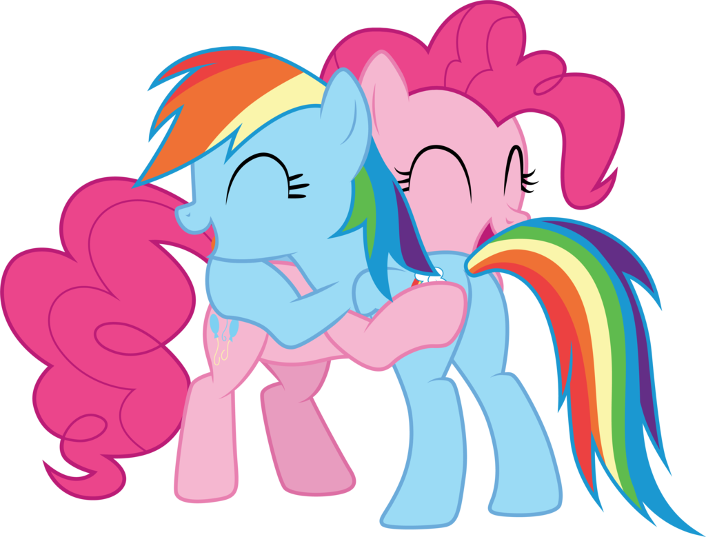 Pinkie Pie And Hugging By Cloudyglow On - Pinkie Pie Hugging Rainbow Dash (1024x779), Png Download