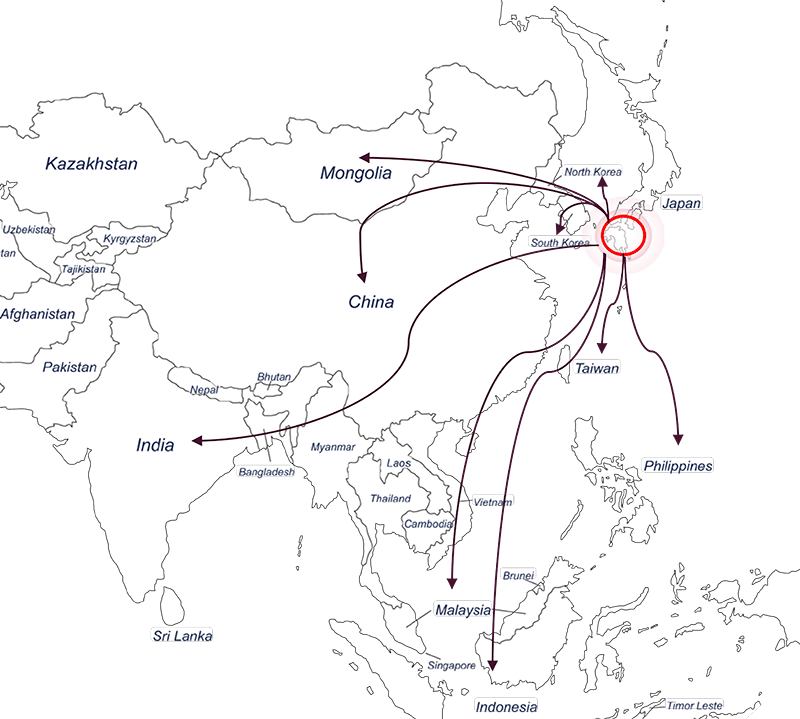 World Map Around Japan - Globe India Vector (800x719), Png Download