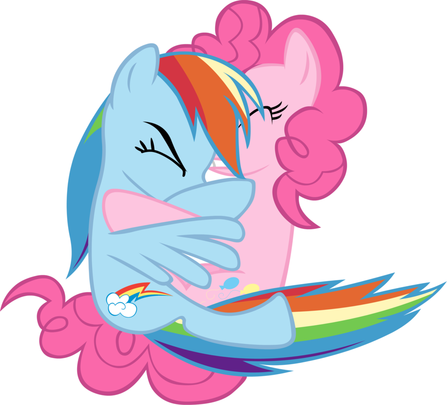 Rainbow Dash And Pinkie - Pinkie Pie Rainbow Dash Hugging (900x816), Png Download