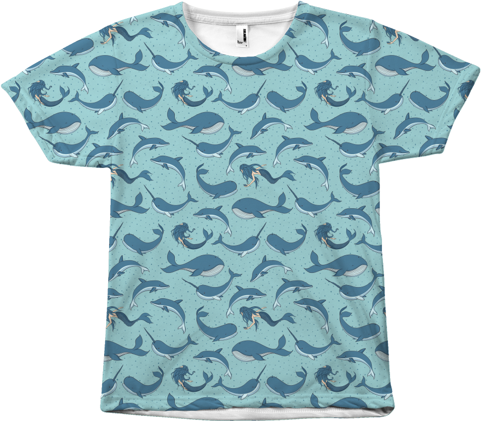 Blue Whale Mermaid Shirt All Over T-shirt - Mermaid Beach, Queensland (1024x1024), Png Download