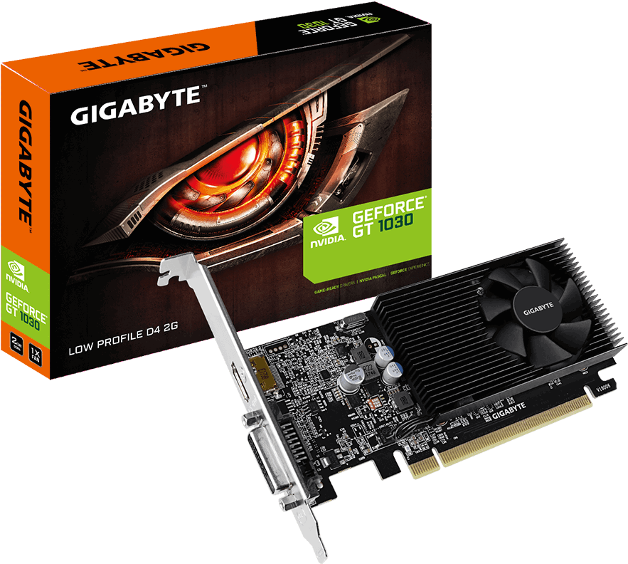 Low Profile Design With 150 Mm Card Length - Gigabyte Geforce Gt 1030 Gv-n1030sl-2gl Silent Low (1000x1000), Png Download