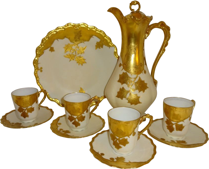 French Limoges France Vintage Chocolate Set Coco Pot - Cup (833x833), Png Download