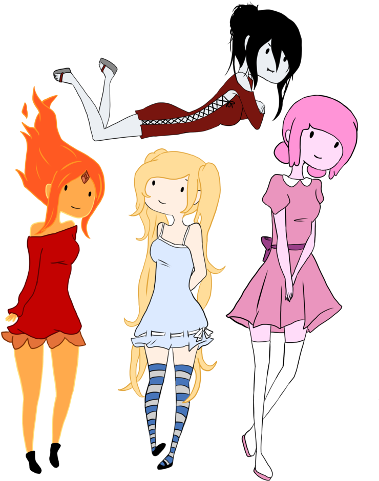 57 Images About Adventure Time On We Heart It - Marceline Princess Bubblegum Flame Princess Adventure (1024x1470), Png Download