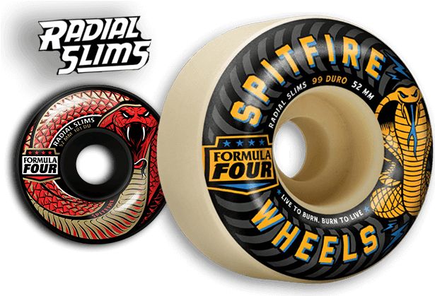 Formula Four Radial Slim Wheels - Spitfire Formula Speed Kills Four Skateboard Wheels (624x418), Png Download
