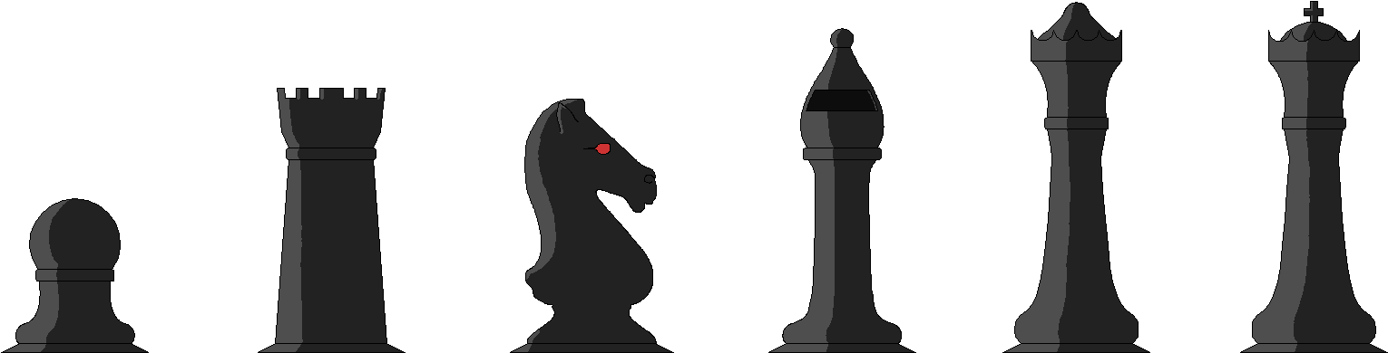 Chess Pieces Black - 3d Chess Pieces Png (1548x412), Png Download