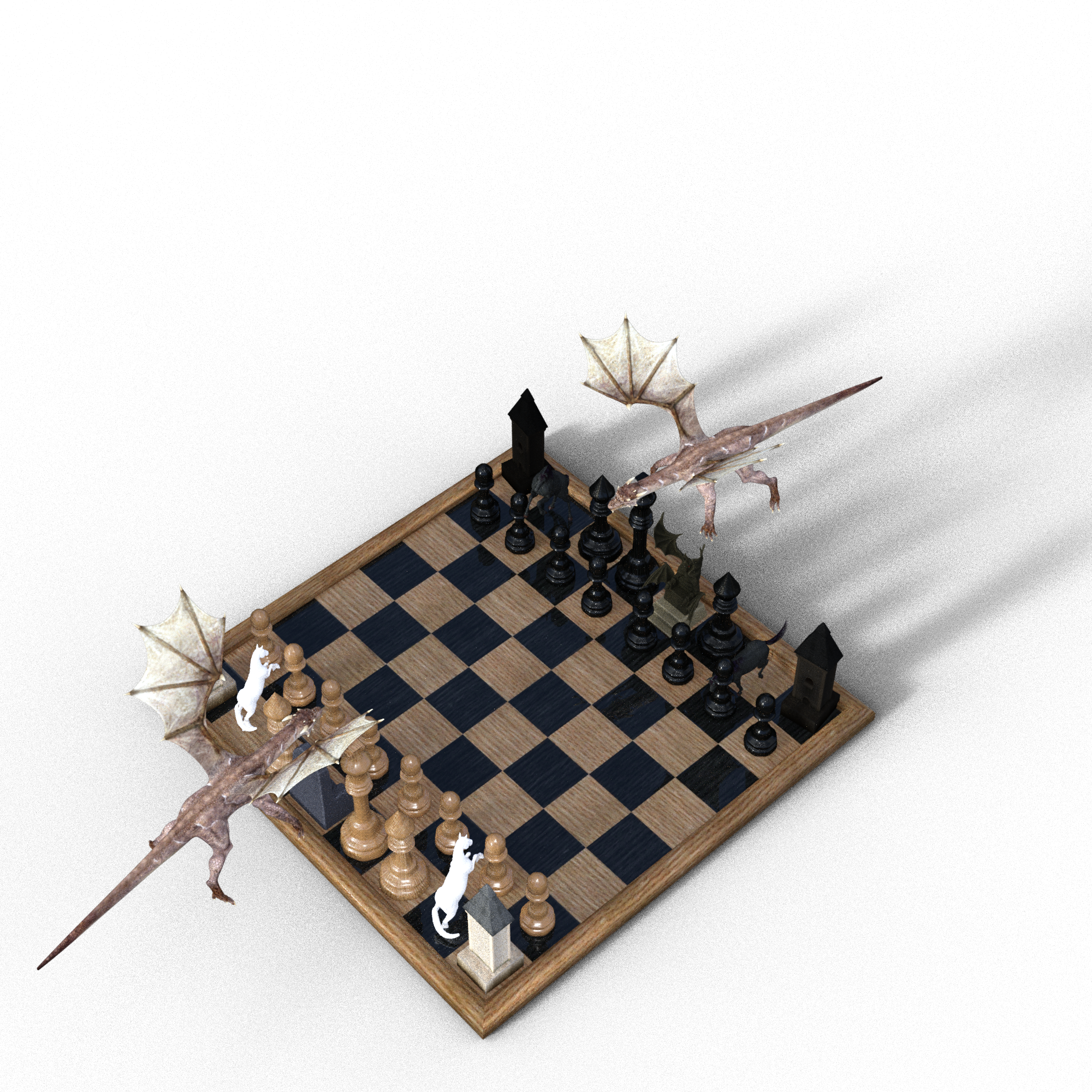 Chess Board Figures Dragons 1512376 - Chessboard (2000x2000), Png Download