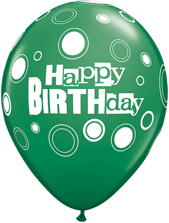 Sngl Latex Bd Hpy Bday Green Balloon - 40th Birthday Balloon Png (342x451), Png Download